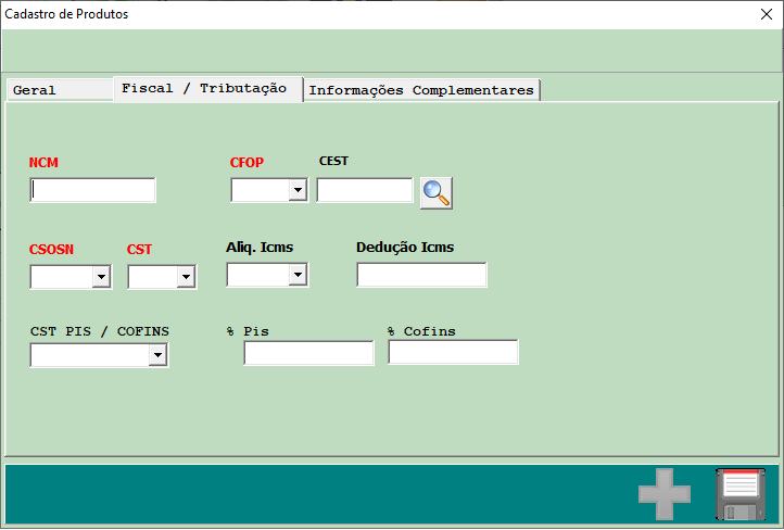 CADASTRO DE PRODUTOS TRIBUTAÇÃO