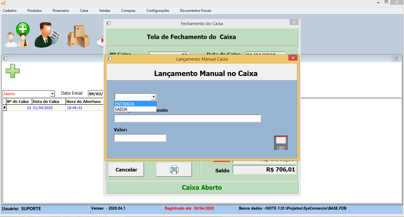 LANÇAMENTO MANUAL NO CAIXA SYSCOMERCIO